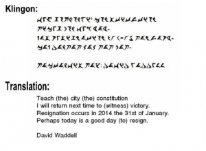 Klingon, Waddell, resignation